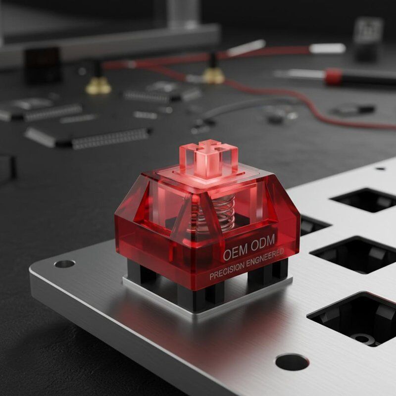 Red Led Color Polyester Keyboard Switch Custom Made Oem Odm Precision Engineered For Mechanical Keyboard Manufacturing